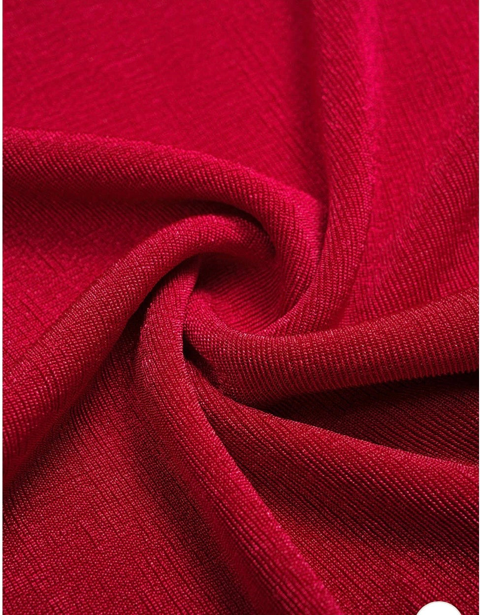Neka mock neck shoulder pad crossed backless dress-Red