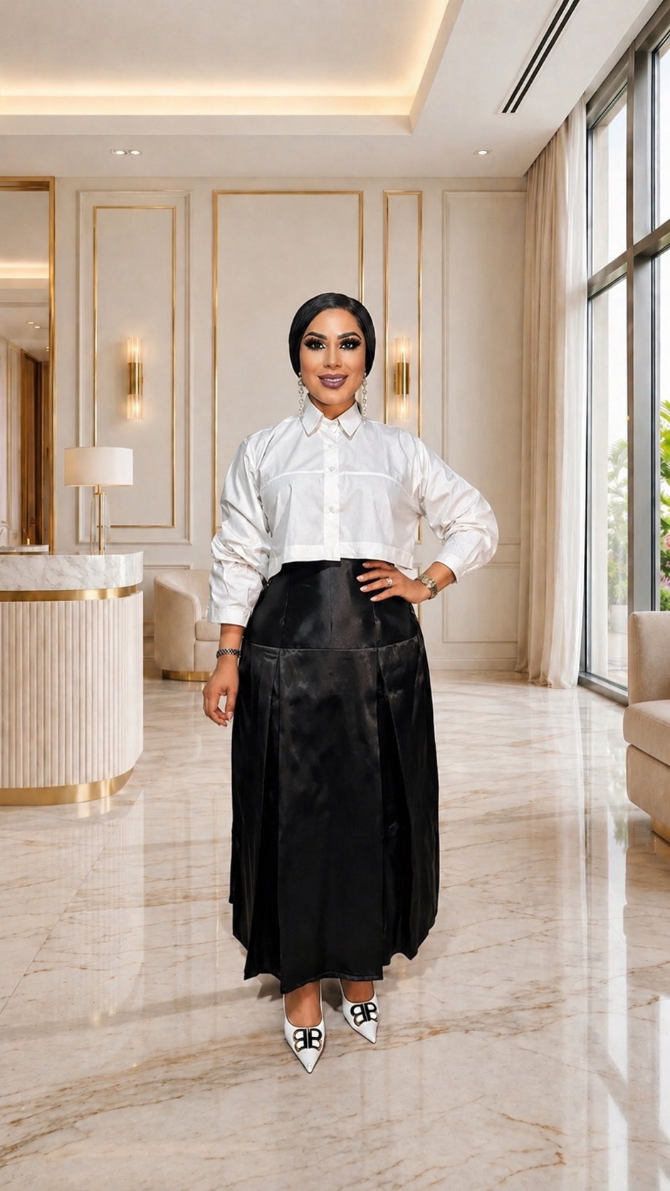 Alica Skirt Set -Black/White