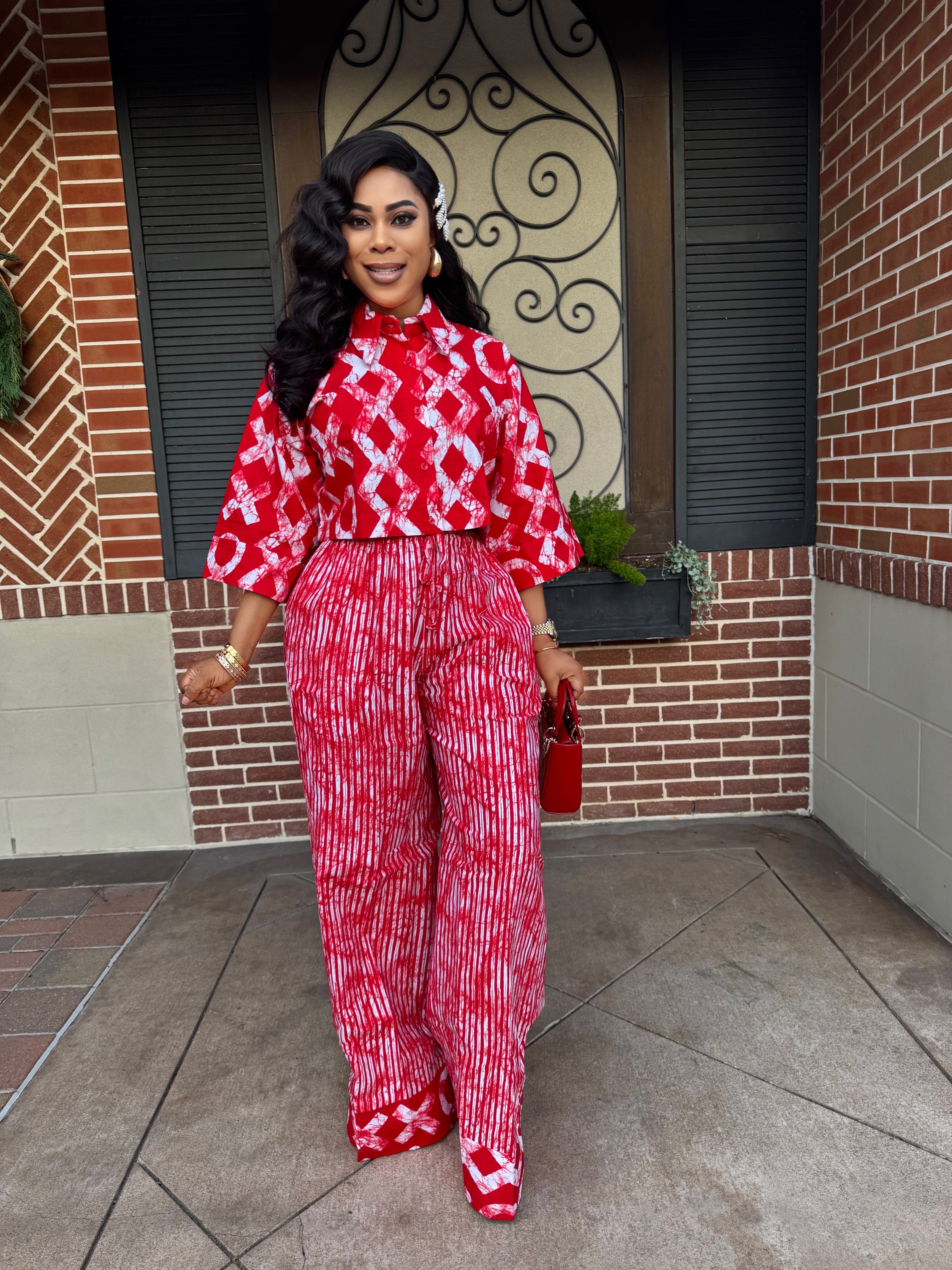 Yinka Palazzo Set -Red