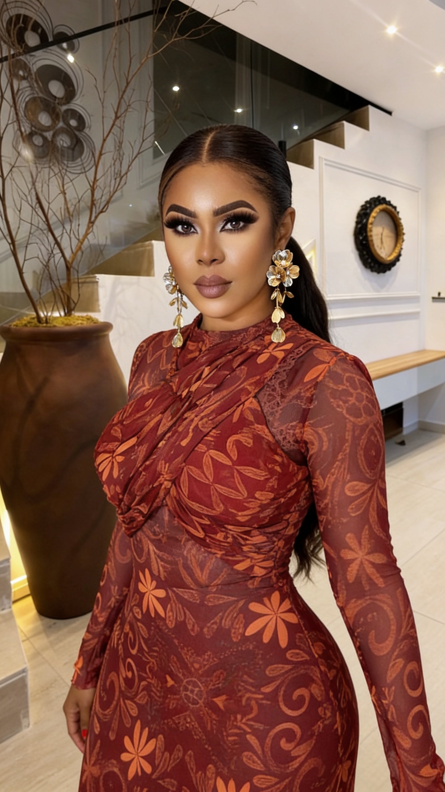Kash long sleeve Dress- Wine