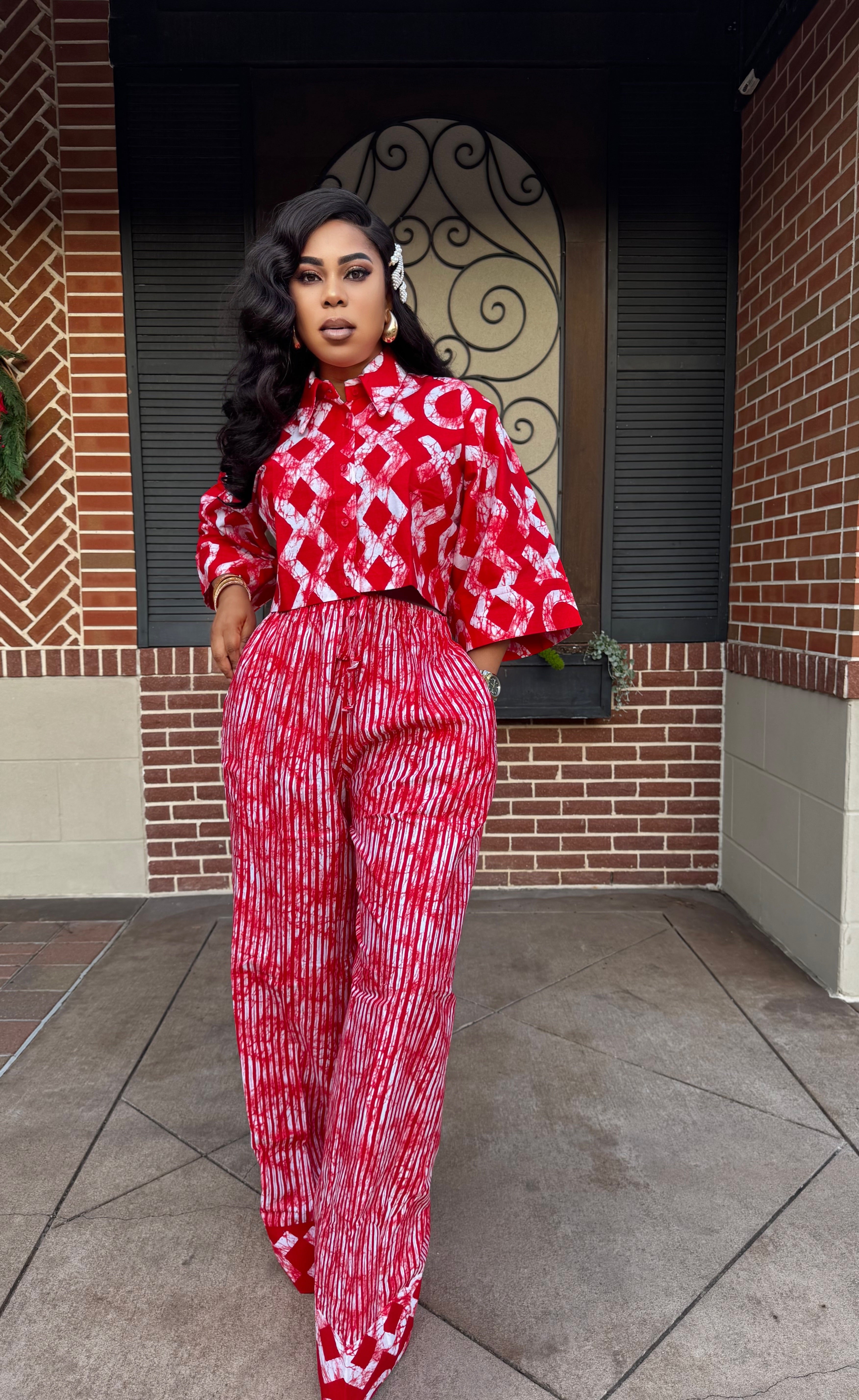 Yinka Palazzo Set -Red