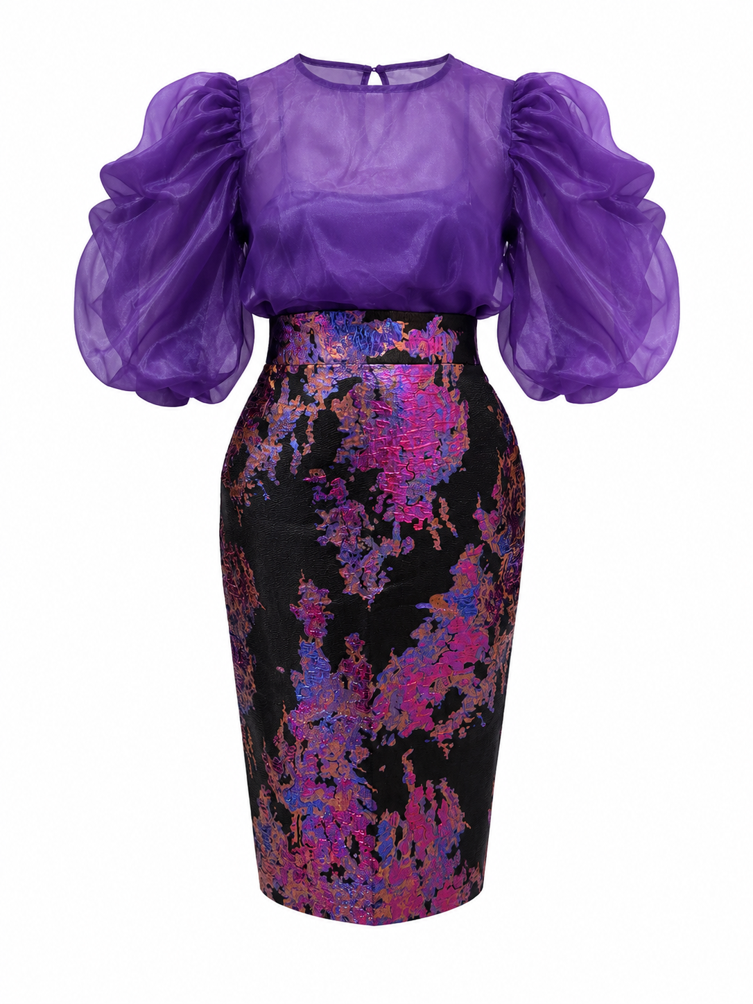Celi Puff Sleeves Set - Purple