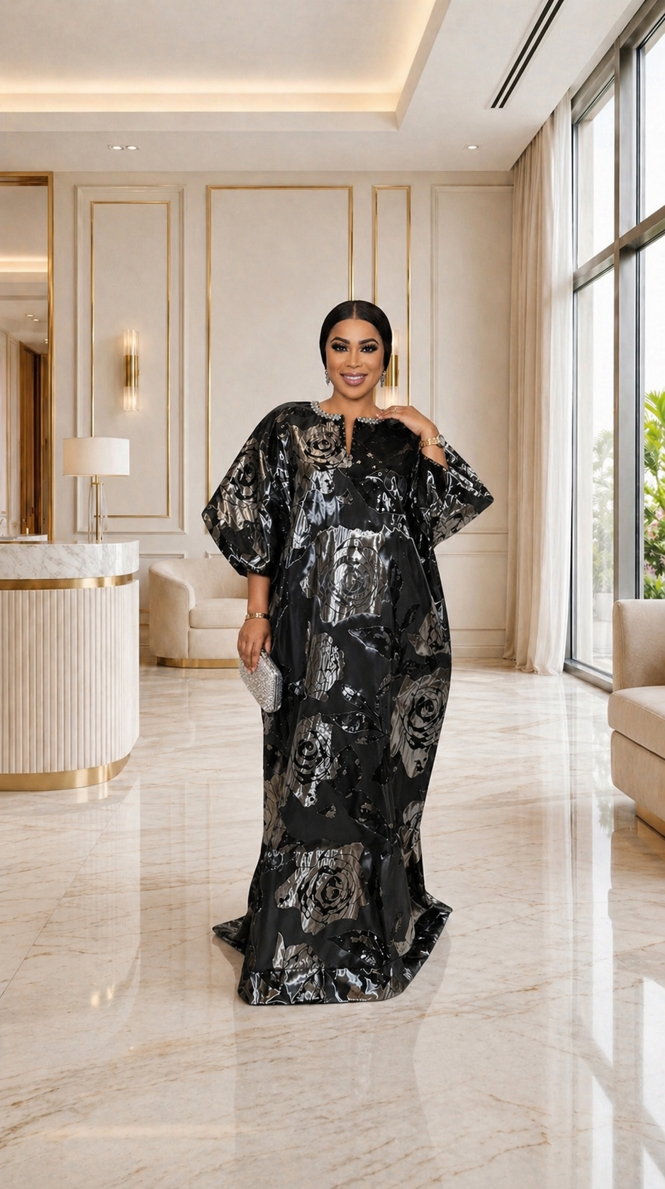 Adunola luxe Bubu- Black/sliver