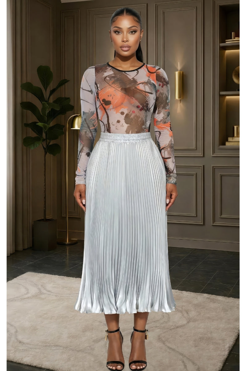 Katy plated midi skirt-Sliver