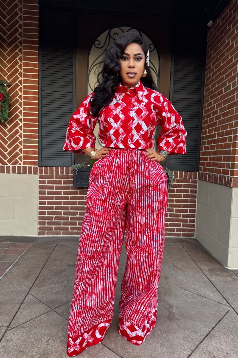 Yinka Palazzo Set -Red