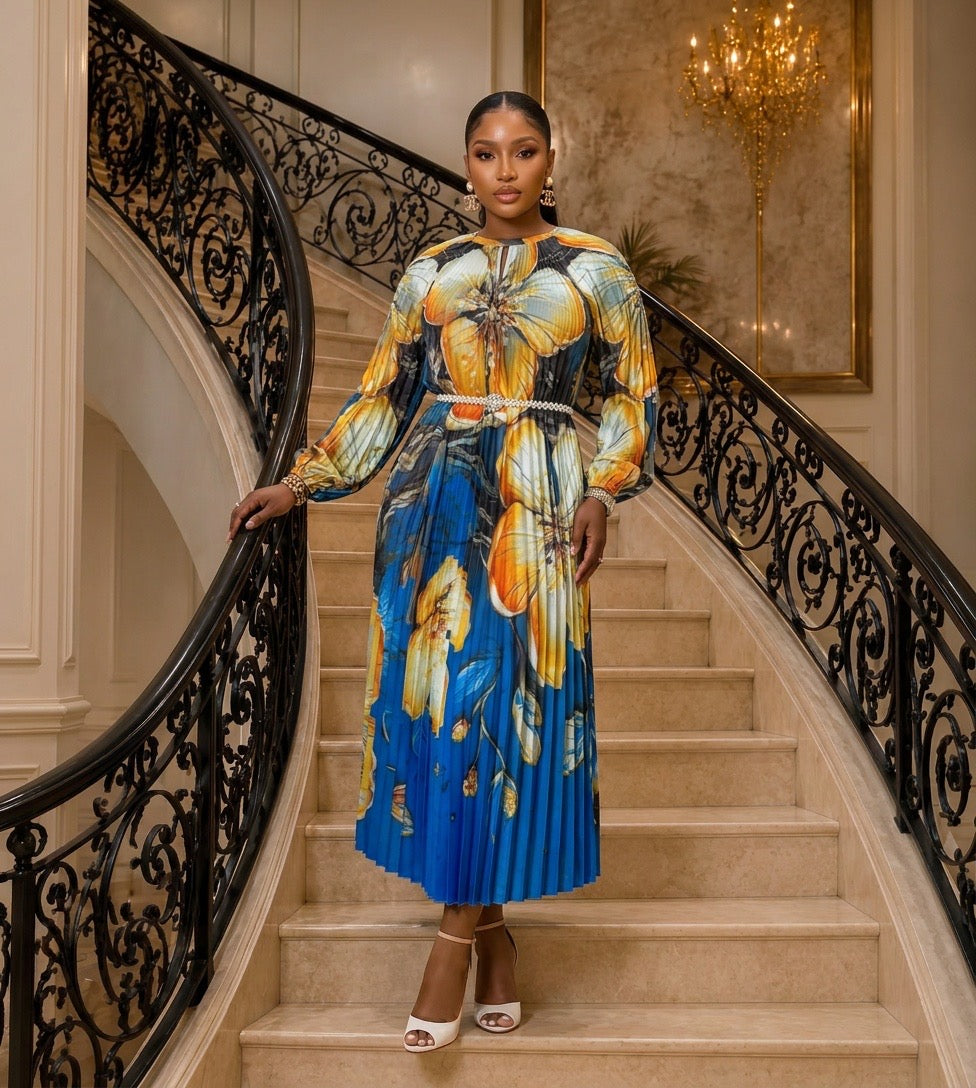Ombre Plated Dress- Blue