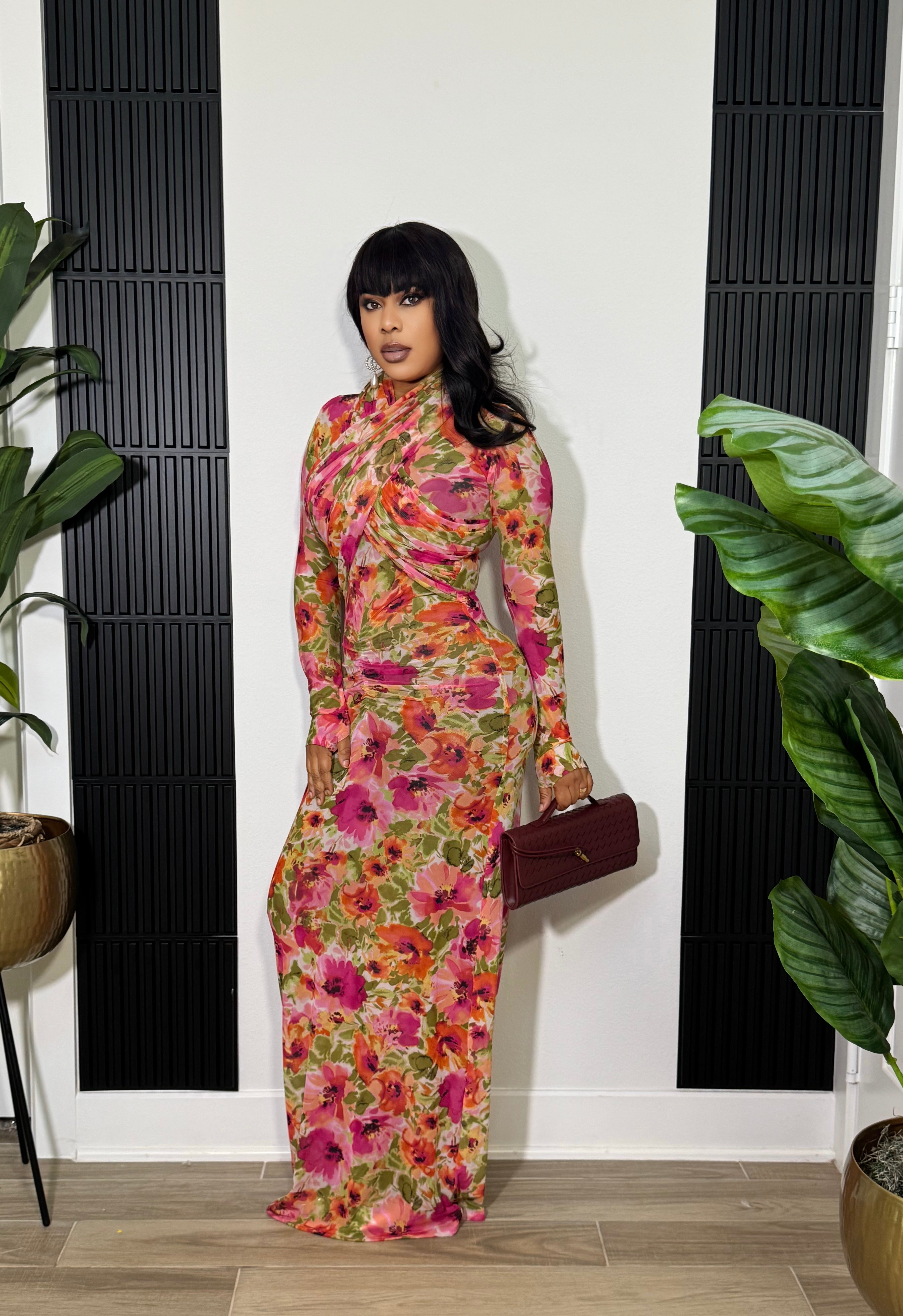 Kash long Sleeve Dress-Flowery