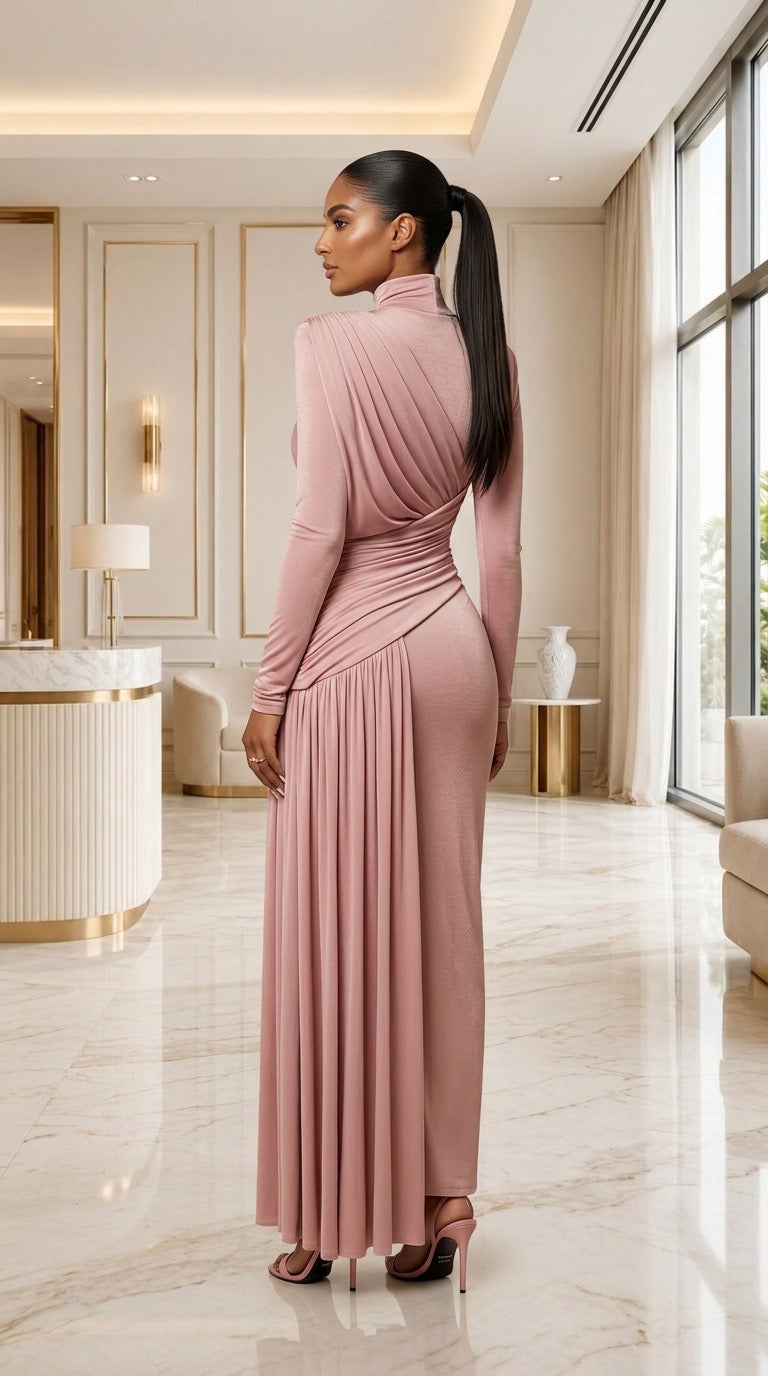 Rose Eclate Draped Gown