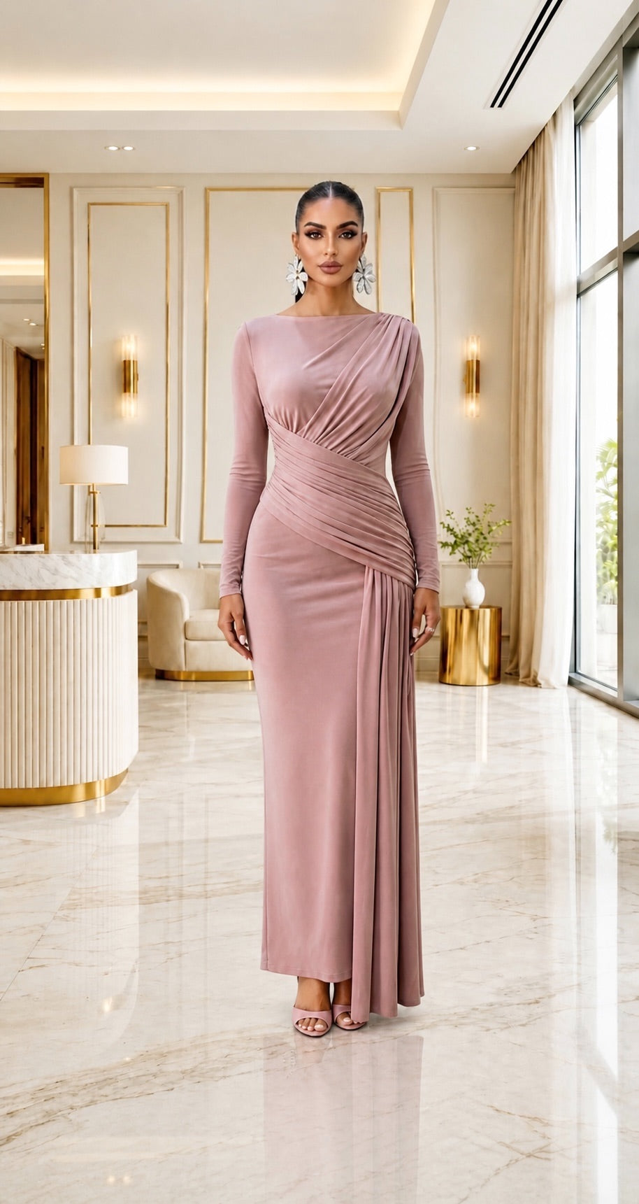 Rose Eclate Draped Gown