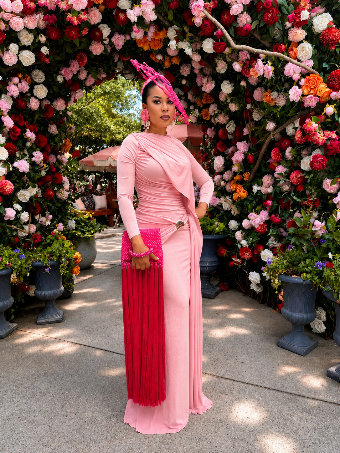Jenny long sleeve Gown-Pink