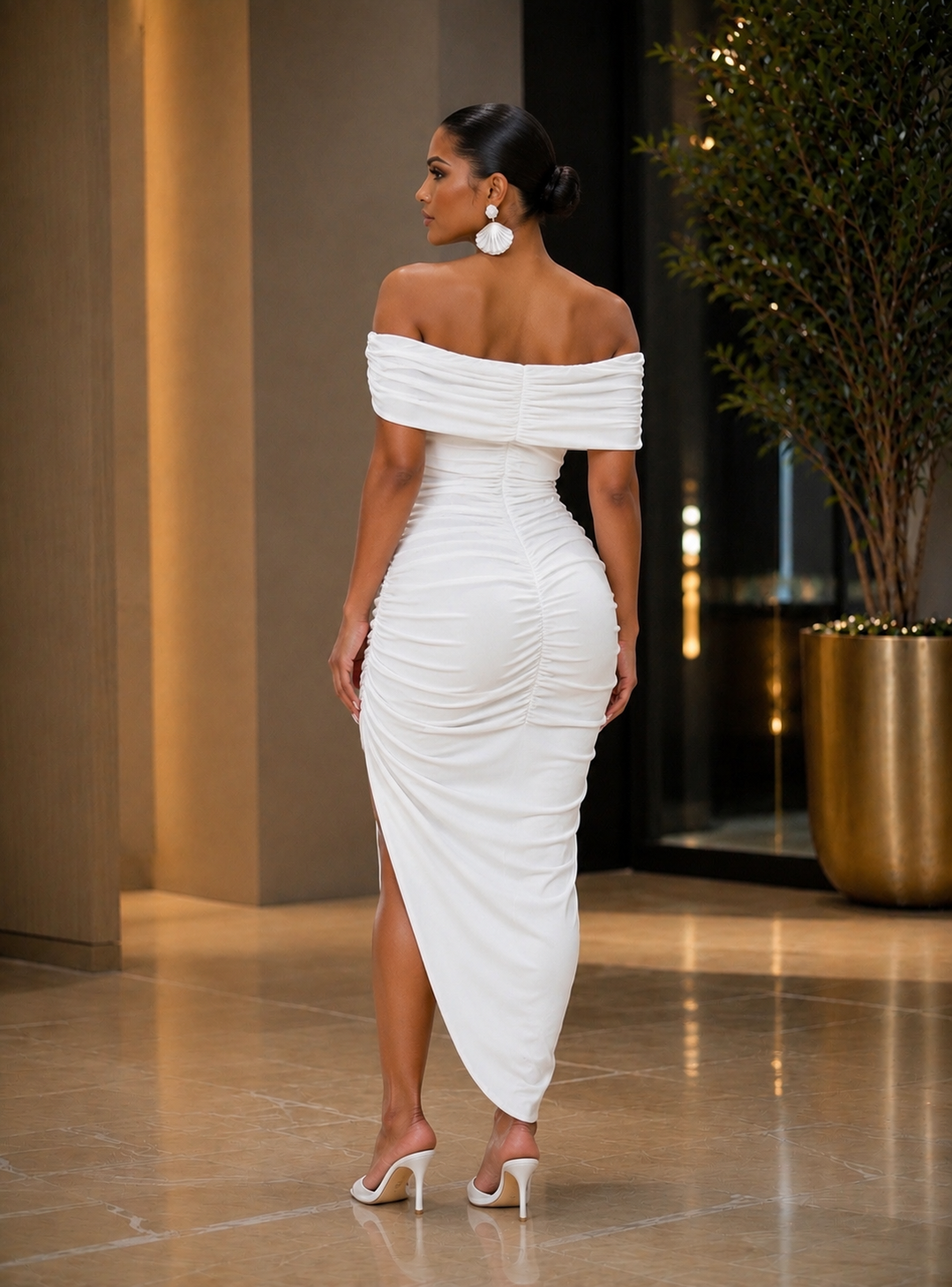 Khad Midi Dress-White