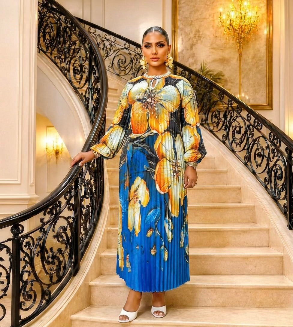 Ombre Plated Dress- Blue
