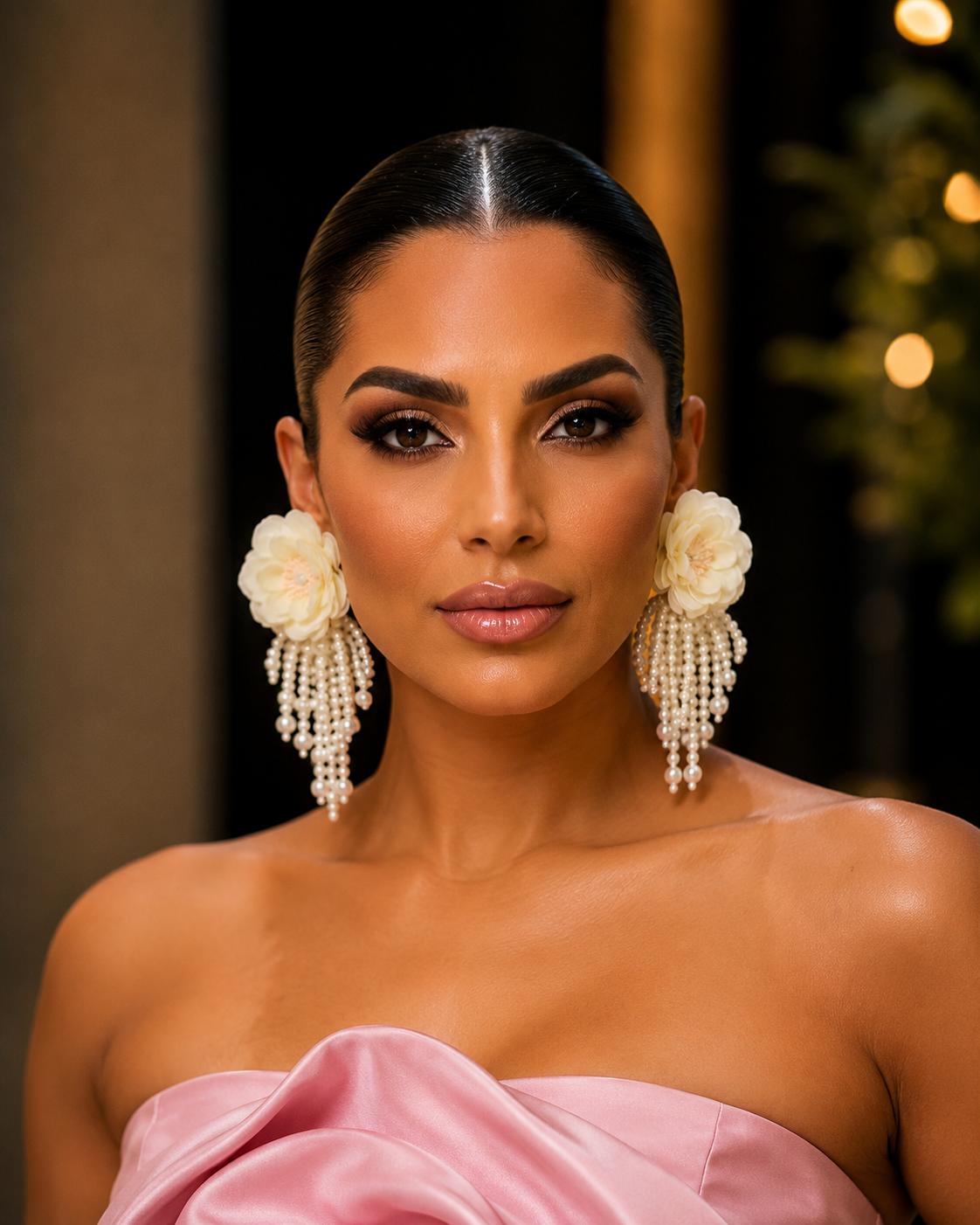 Rose earrings-Pink