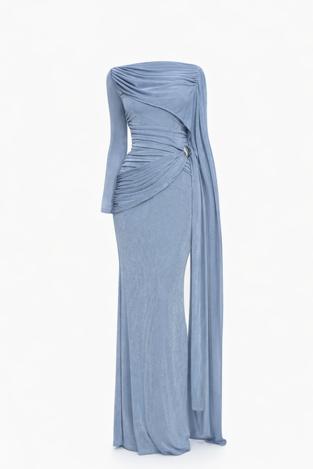 Jenny long sleeve  evening Gown-Blue