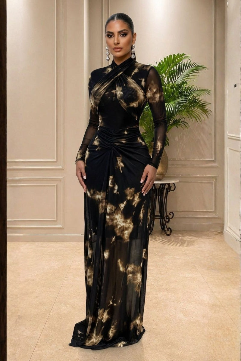 Ziva Mesh Dress- Blackgold