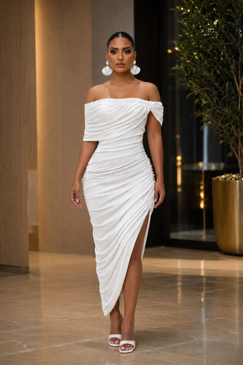 Khad Midi Dress-White