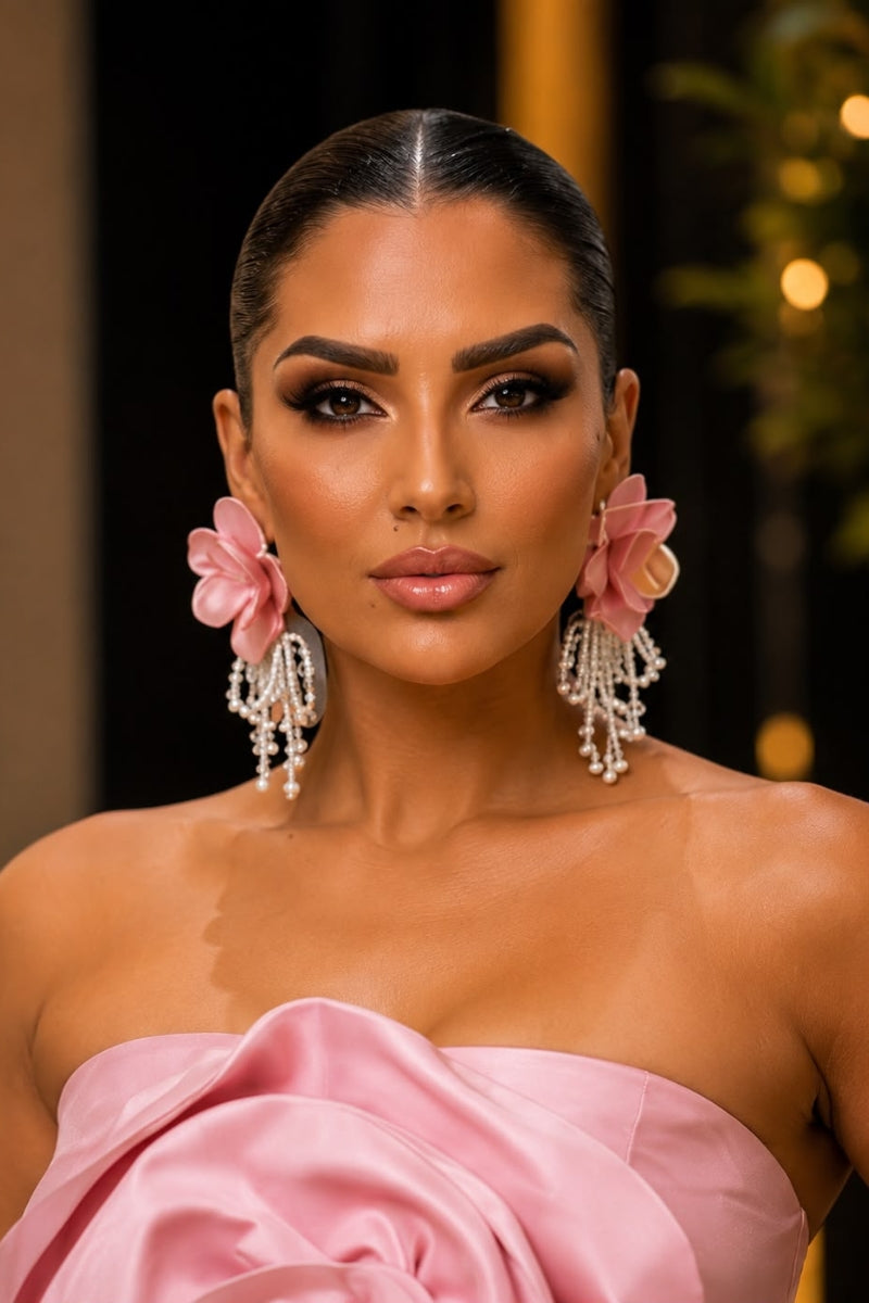 Rose earrings-Pink