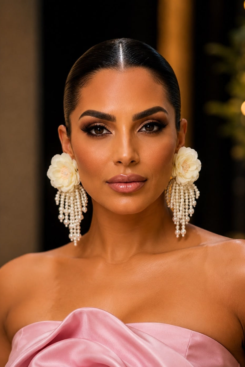 Rose Earrings- white