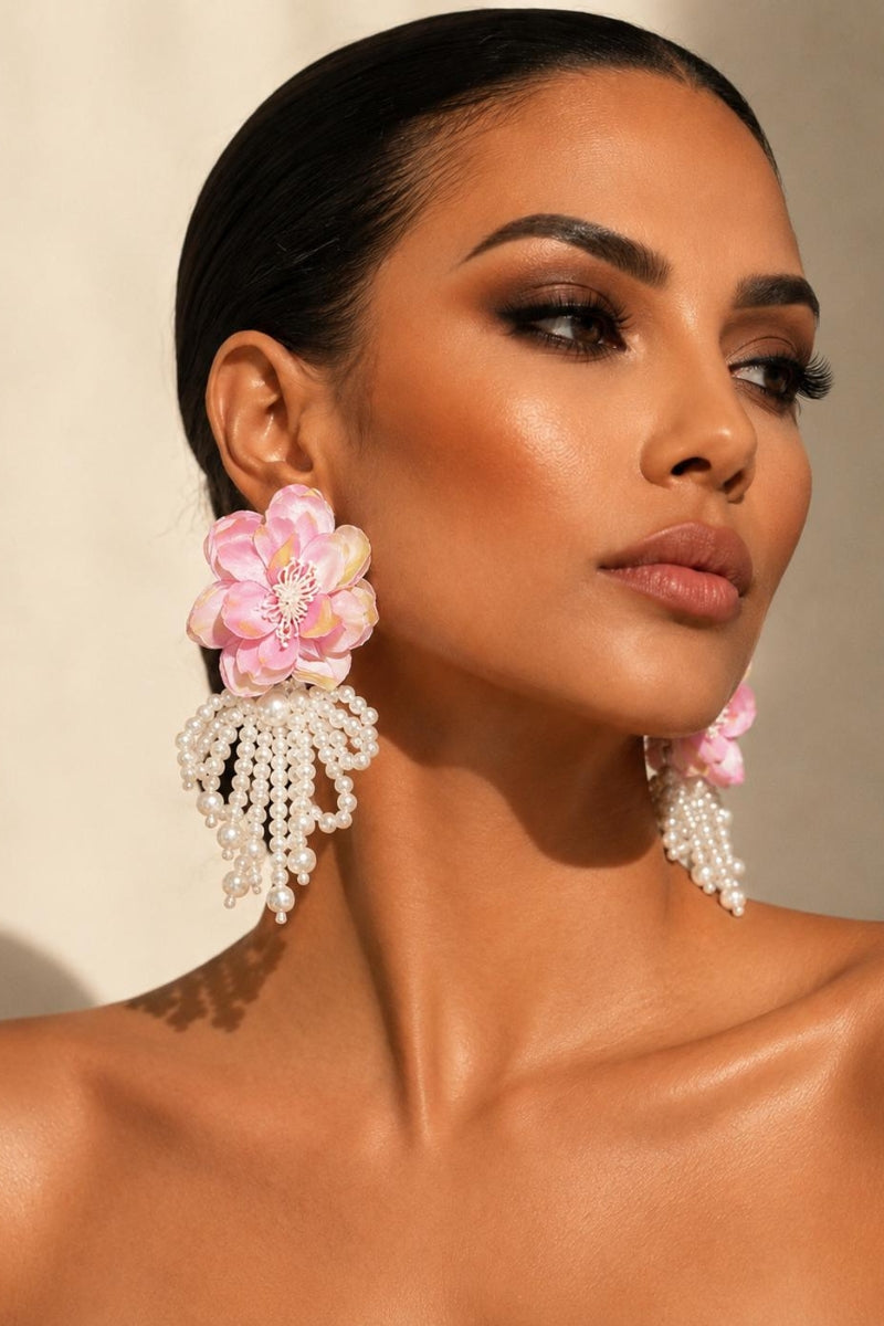 Rose earrings-Pink