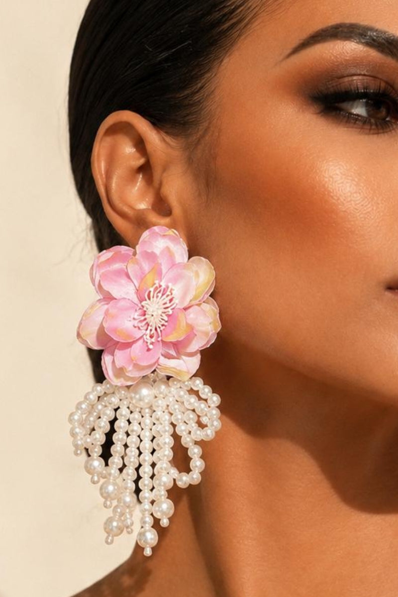 Rose earrings-Pink