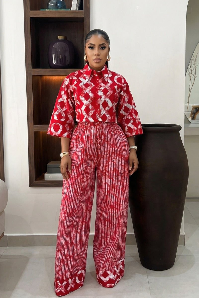 Yinka Palazzo Set -Red