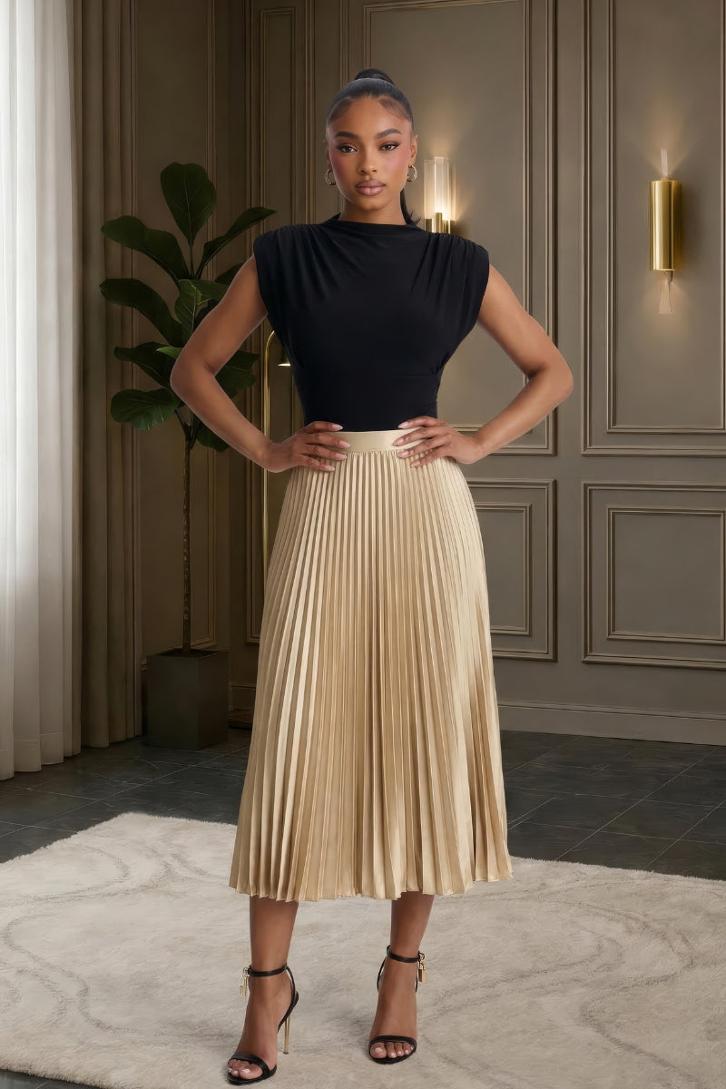 Katy plated midi skirt - Gold