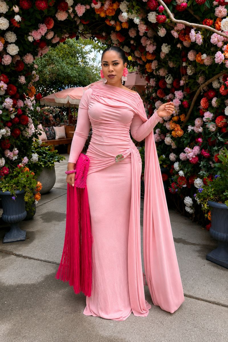 Jenny long sleeve Gown-Pink