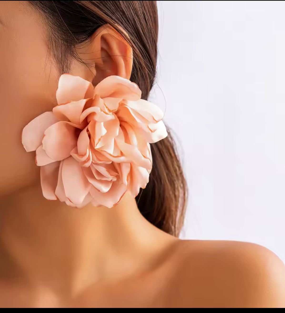 Lovy Fashion Large Rose Flower Stud Earrings