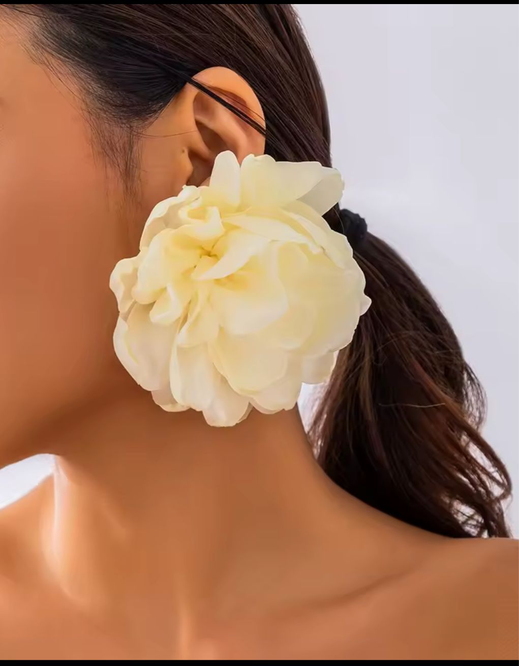 Lovy Fashion Large Rose Flower Stud Earrings