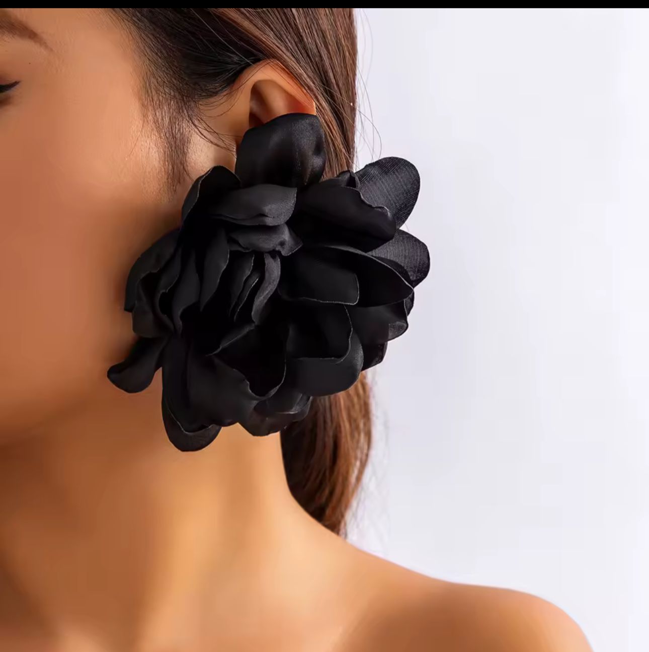 Lovy Fashion Large Rose Flower Stud Earrings